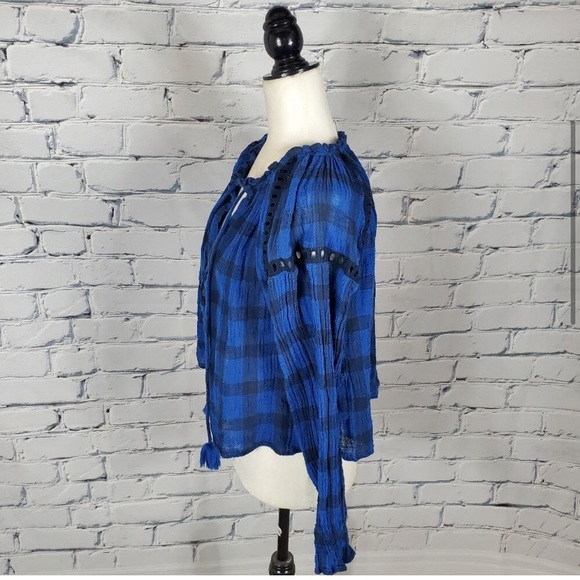 Free People Honey Grove Plaid Top in Blue - Picture 5 of 9